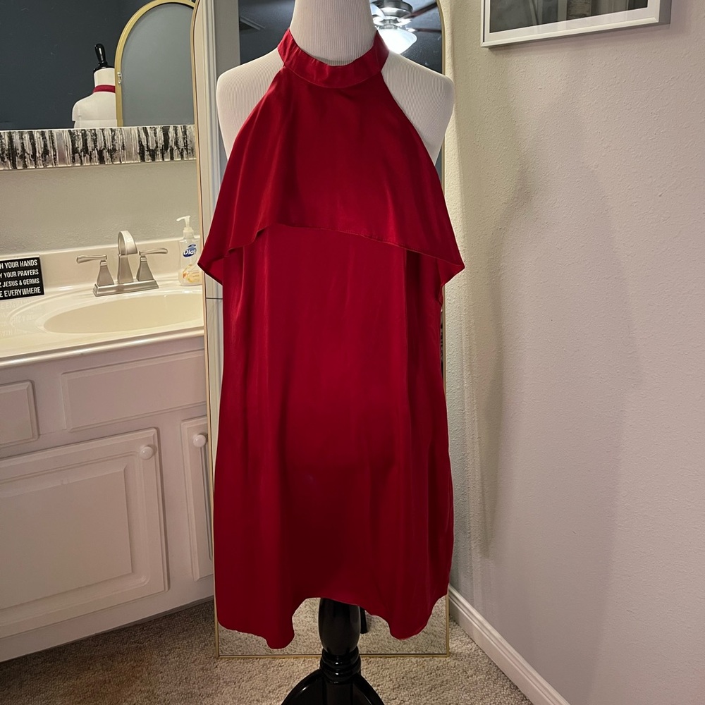 NWT Alice & Trixie Red Silk Halter Mini Dress - Large $298